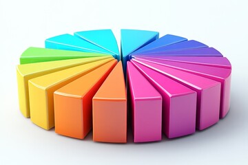 Poster - Colorful pie chart segments arranged in a circular pattern on a white background representing data visualization
