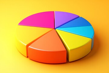 Aufkleber - Colorful pie chart divided into segments showcasing data representation on a bright orange background