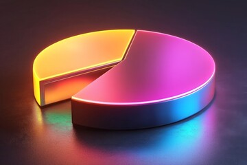 Aufkleber - Colored neon pie chart displaying data visualization elements on a dark background