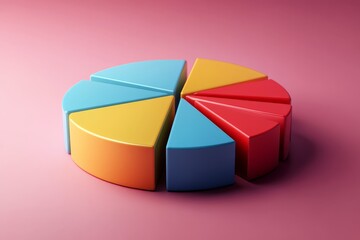 Aufkleber - Colorful pie chart model representing data distribution on a pink background for educational purposes