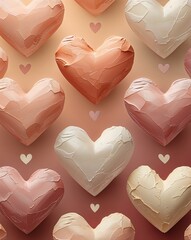 Poster - A shift from peach to cream hearts drawing in gradient background