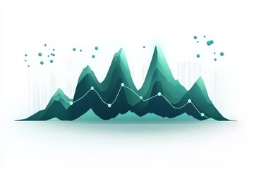 Aufkleber - Abstract representation of data trends with green and blue mountain peaks on a light background
