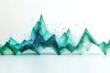 Aufkleber - Abstract digital waves represent data trends in a modern design with teal colors and geometric patterns