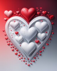 Poster - A transition from red to white hearts drawing in gradient background