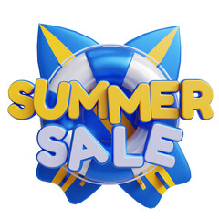 Poster - Summer promotion sale 3d render illustration. Summer holiday 3d icon on transparent background