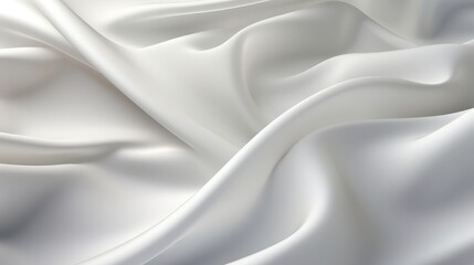 Poster - Close-up View of Smooth White Fabric with Gentle Waves and Soft Texture, Ideal for Elegant Backgrounds and Textile Design Projects