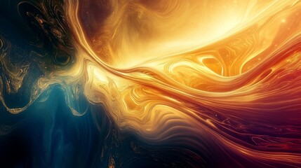 Wall Mural - Abstract Fluid Art with Golden Swirls and Deep Blue Accents Abstract Background