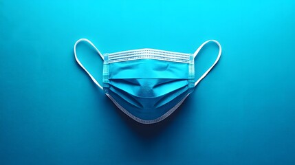 Fototapete - Surgical mask laid flat on a minimalist background simple yet protective representing essential healthcare in modern environments