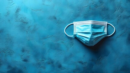 Fototapete - Surgical mask laid flat on a minimalist background simple yet protective representing essential healthcare in modern environments