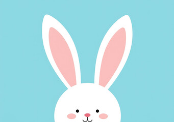 Wall Mural - light blue background features white rabbit ears plenty empty space easter minimalist