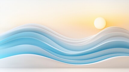 Poster - A calming ocean-inspired pattern with soft, curved lines and gradient hues of the sea and sky, evoking relaxation and coastal vibes.
