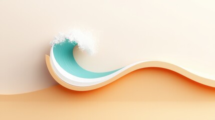 Aufkleber - A dynamic surf and sand icon featuring a wave curling over a sandy beach, created with geometric precision and a contrasting color scheme.