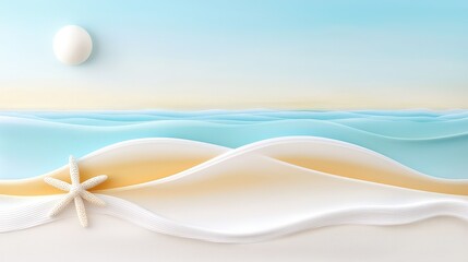 Poster - A harmonious seaside design with subtle waves, sand, and coastal elements blended into an abstract and peaceful composition.