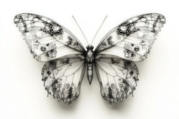Aufkleber - Intricate butterfly illustration showcasing delicate patterns and detailed design against a neutral background