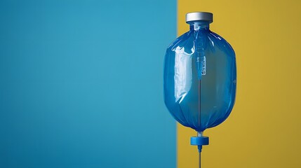 Poster - Empty IV bag hanging on a stand isolated on a minimalist background waiting to be filled capturing the essence of patient care and hydration