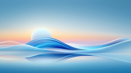 Poster - A modern ocean horizon icon with smooth curves depicting the waves and sky, symbolizing the endless beauty of the ocean's horizon.