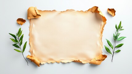 Poster - A piece of slightly aged parchment paper with rough texture, yellowed edges, and subtle creases, laid flat against a white background, conveying a sense of nostalgia and classic beauty