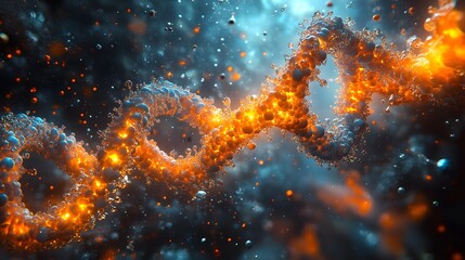 Poster - Intricate 3D depiction of DNA with chemical bonds and molecular structures visually interacting set in a lablike environment with highdefinition details