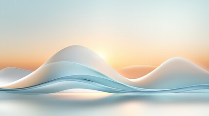 Poster - A serene abstract coastline illustration, with smooth curves and pastel shades of blue and beige, evoking the peaceful flow of the sea.