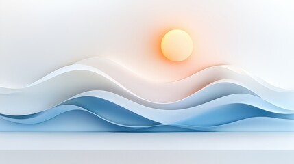 Poster - A symbolic, minimalist design representing the power and beauty of ocean waves with fluid, curving lines and shades of blue.