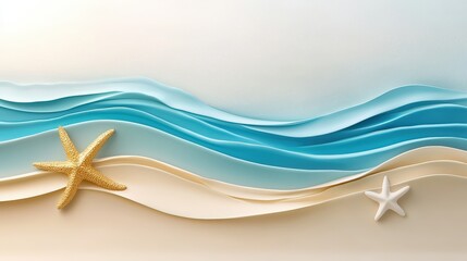 Poster - Abstract design capturing the essence of the beach with sweeping lines and textures, evoking peaceful ocean vibes.