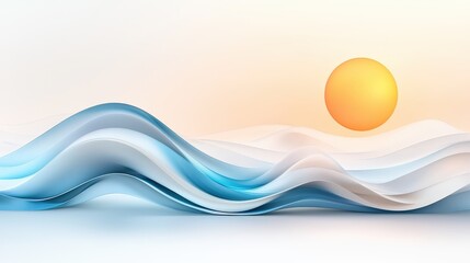 Poster - Abstract depiction of ocean waves, created using geometric shapes and modern design techniques to symbolize movement.