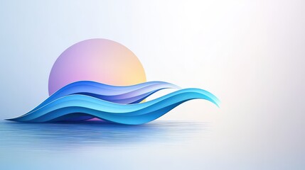 Poster - An abstract ocean shore logo created using geometric lines and shapes, representing the meeting point of the water and land.