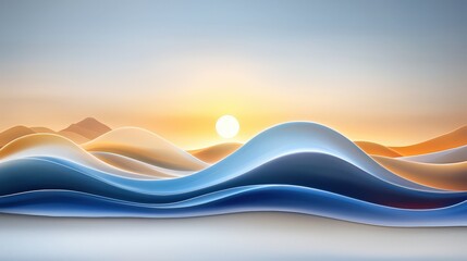 Poster - Seaside inspired abstract design featuring waves, sand dunes, and the horizon blended into a cohesive, artistic interpretation.
