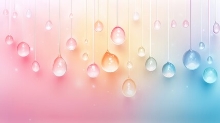Poster - Watercolor raindrops with soft blending of pastel colors, creating a dreamy, abstract scene with the calmness of a light rainstorm.