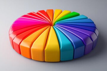Poster - Colorful circular arrangement of triangular segments in vibrant rainbow hues