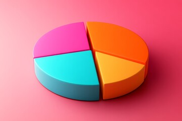 Aufkleber - Colorful pie chart model on a vibrant pink background for educational purposes in a classroom setting