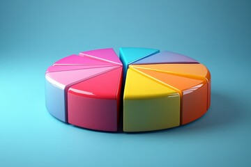 Aufkleber - Colorful geometric pie chart model showcasing eight segments on a blue background, highlighting a playful design