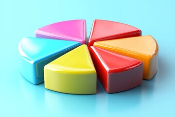 Aufkleber - Colorful triangular shapes arranged in a circular pattern on a turquoise background