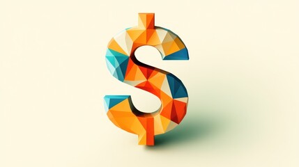 Poster - Colorful Geometric Dollar Sign in Vibrant Shades for Financial and Business Concepts