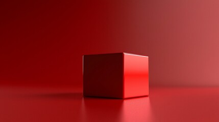 Aufkleber - A Single Red Cube Sits On A Red Surface