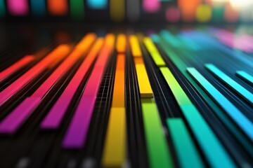 Poster - Vibrant sound waves create dynamic patterns in a digital audio workspace during a late night editing session