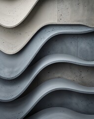 Poster - A pale gray gradually blending into slate gray concrete wall texture with curve wavy layers background