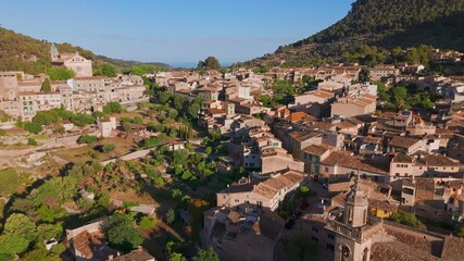 Wall Mural - Aerial view of the Valldemossa town in Mallorca, Spain