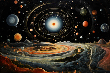 Wall Mural - illustration of planets and galaxy, science fiction wallpaper Deep space beauty 3D render
