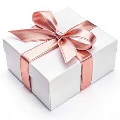 Wall Mural - white gift box with cream ribbon on a white background