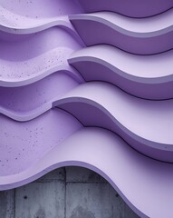 Poster - A soft lavender shifting into pale purple concrete wall texture with curve wavy layers background