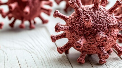 Aufkleber - Detailed Close-Up of Coronavirus Structure with Textured Surface and Protruding Spikes