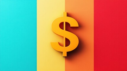 Poster - Vibrant Colorful Background with Dollar Sign Symbolizing Wealth and Success