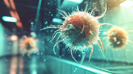 Aufkleber - Abstract Representation of Microorganisms in a Laboratory Environment