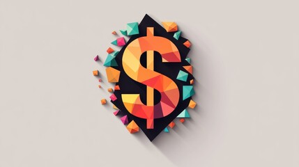 Poster - Colorful Abstract Dollar Sign with Geometric Shapes and Shadow Effect