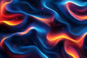 Aufkleber - Colorful abstract waves of blue, orange, and red representing energy and movement in a digital art design