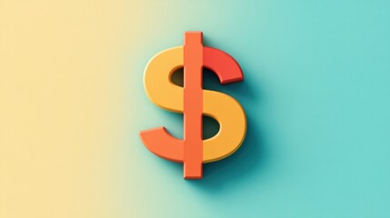 Poster - Colorful Dollar Sign Logo on a Soft Gradient Background with Contemporary Style