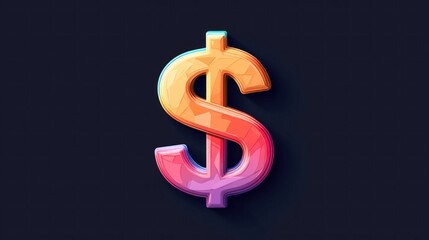 Poster - Colorful 3D Dollar Sign Design with Vibrant Gradient and Glossy Finish