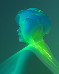 Poster - Cyan blending into neon green neon glow gradient background