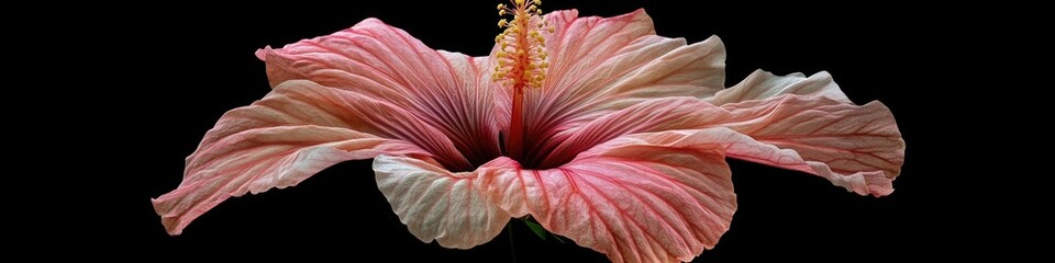 Poster - A close-up shot of a bright pink flower against a dark black backdrop